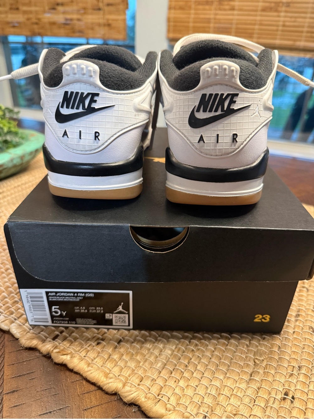 Nike Air Jordan 4 Boy’s White & Black Low-Top Sneakers - Picture 7 of 10